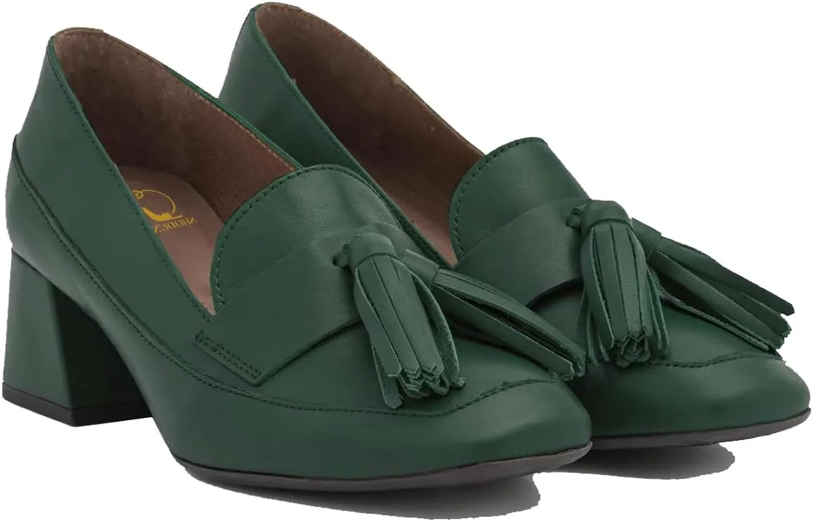 SHODENSE Women Tassel Loafers Chunky Block Heel Pumps Square Closed Toe Slip On Penny Loafers 2 Inch Thick Heels Fringe Oxford Shoes Ladies Formal Office Work Casual Drive Church Comfort 4-11 M US