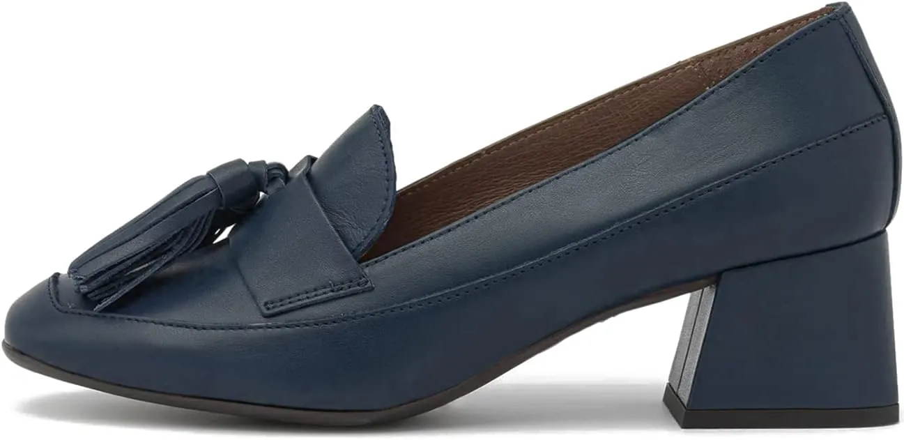 SHODENSE Women Tassel Loafers Chunky Block Heel Pumps Square Closed Toe Slip On Penny Loafers 2 Inch Thick Heels Fringe Oxford Shoes Ladies Formal Office Work Casual Drive Church Comfort 4-11 M US