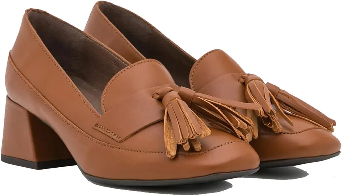 SHODENSE Women Tassel Loafers Chunky Block Heel Pumps Square Closed Toe Slip On Penny Loafers 2 Inch Thick Heels Fringe Oxford Shoes Ladies Formal Office Work Casual Drive Church Comfort 4-11 M US