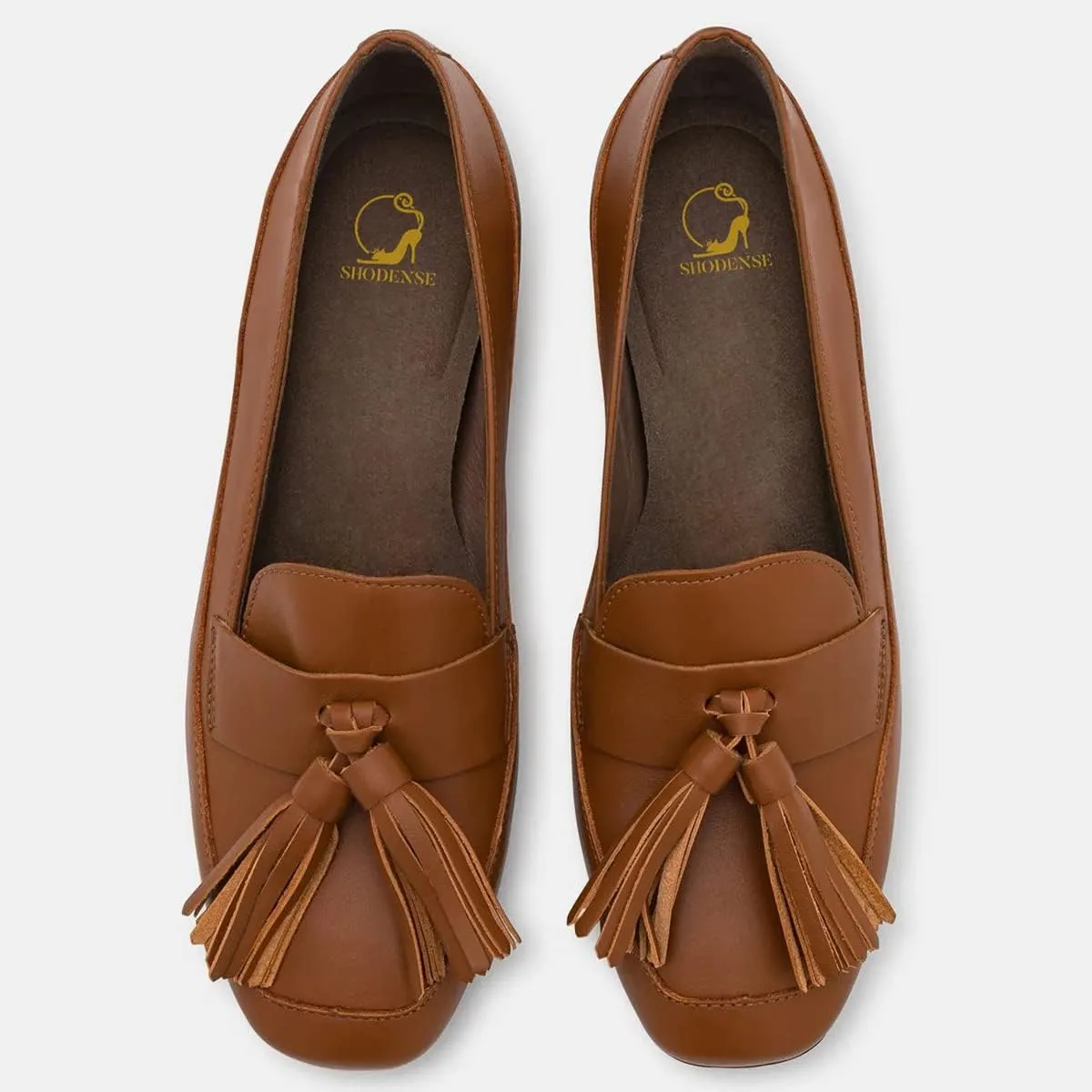 SHODENSE Women Tassel Loafers Chunky Block Heel Pumps Square Closed Toe Slip On Penny Loafers 2 Inch Thick Heels Fringe Oxford Shoes Ladies Formal Office Work Casual Drive Church Comfort 4-11 M US
