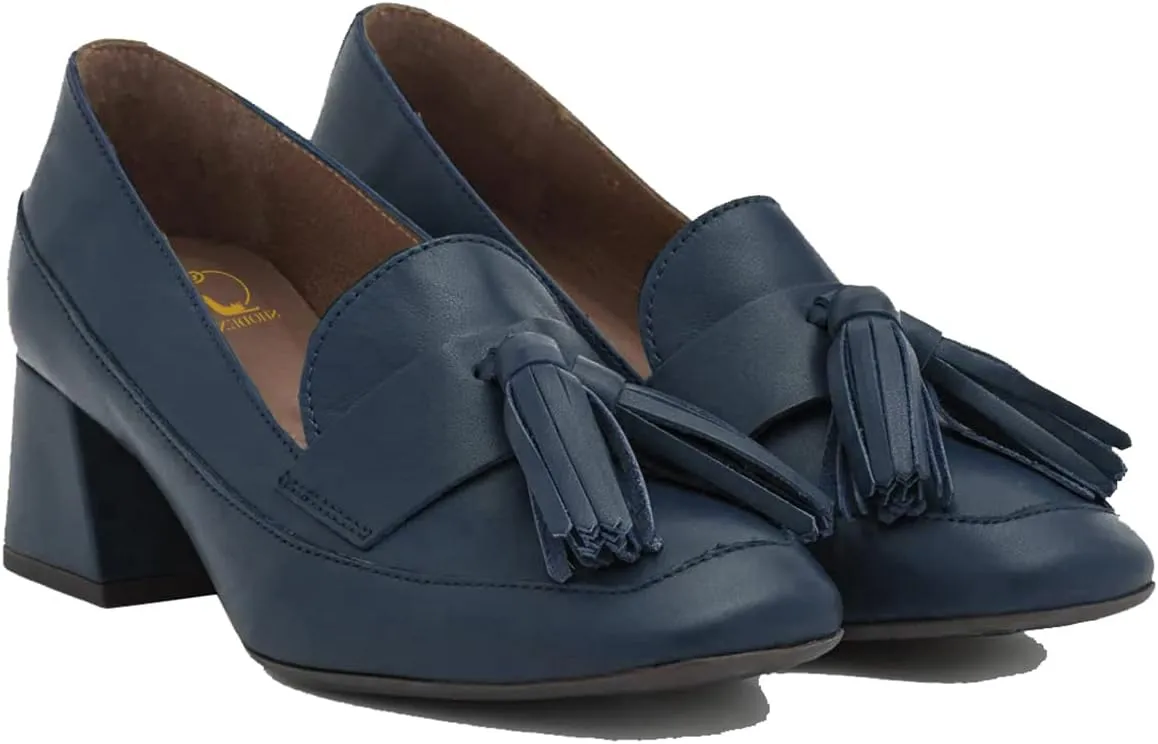 SHODENSE Women Tassel Loafers Chunky Block Heel Pumps Square Closed Toe Slip On Penny Loafers 2 Inch Thick Heels Fringe Oxford Shoes Ladies Formal Office Work Casual Drive Church Comfort 4-11 M US