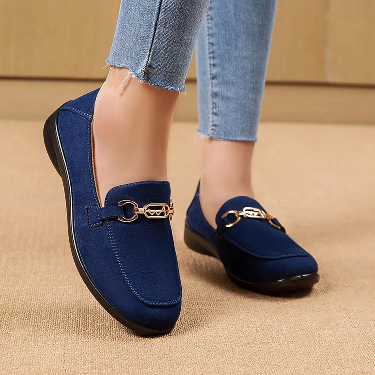 Shoes Walking Flat Spring and Women's Breathable Lightweight Mom Shoes; Soft Sole Slip Doodle Casual Work