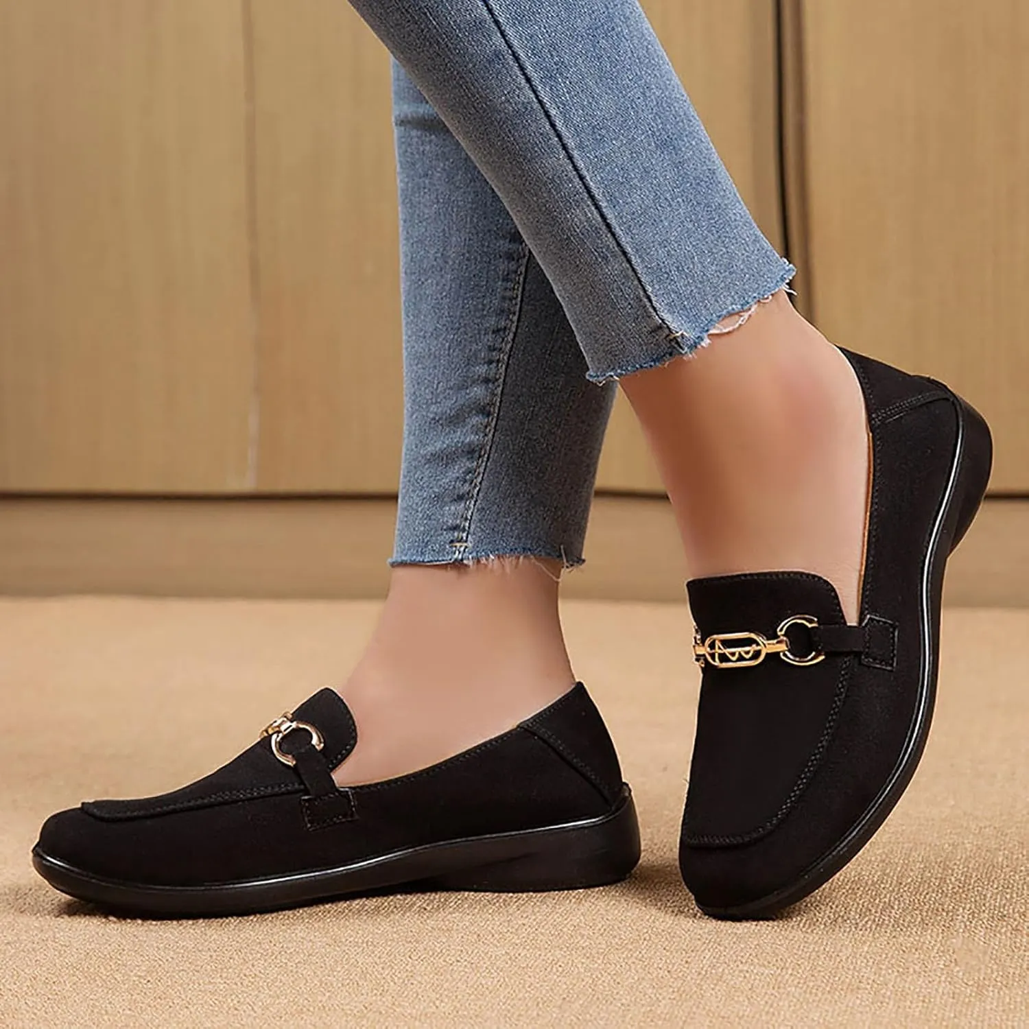 Shoes Walking Flat Spring and Women's Breathable Lightweight Mom Shoes; Soft Sole Slip Doodle Casual Work