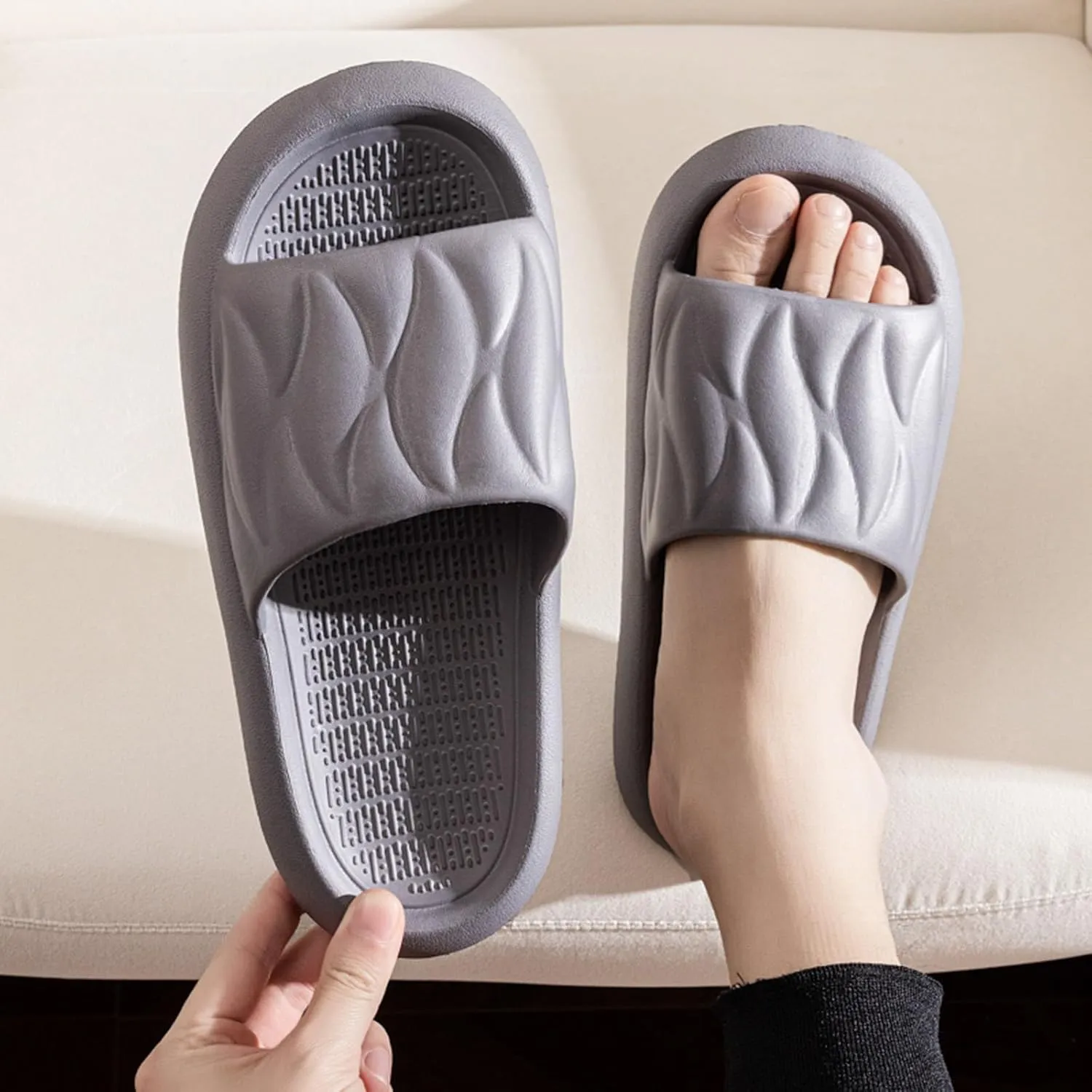 Shower Sandals Men Open Toe Shower Shoes Bathroom Sandals Cloud Comfy Indoor Outdoor Slides Unisex