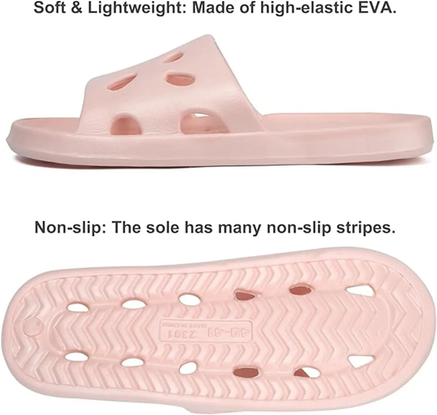 Shower Sandals Non-Slip House Slippers Indoor Outdoor Shower Sandals House Shoes with Low Arch Support