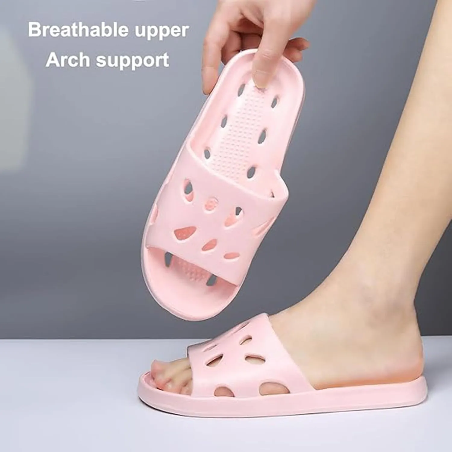 Shower Sandals Non-Slip House Slippers Indoor Outdoor Shower Sandals House Shoes with Low Arch Support