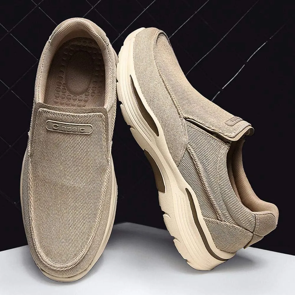 SNEKARMIN Men's Spring/Autumn Canvas Loafers - Comfortable Breathable Driving Shoes, Grey