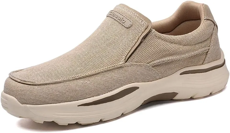 SNEKARMIN Men's Spring/Autumn Canvas Loafers - Comfortable Breathable Driving Shoes, Grey