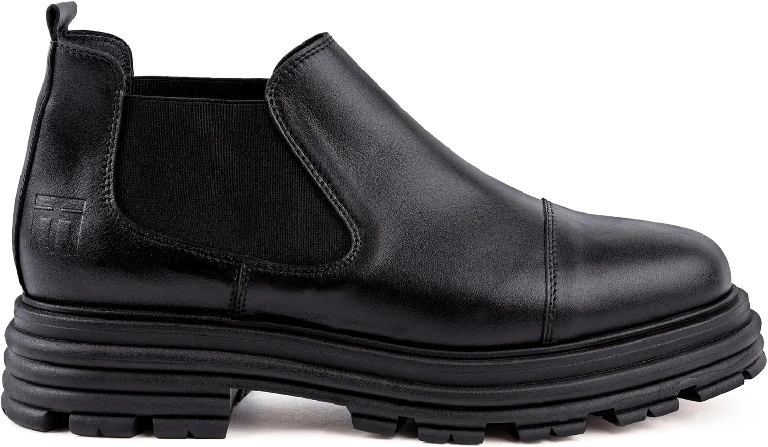 Soho | 100% Made in Italy Chelsea Boots for Women, Black Italian Leather - Chunky, Non Slip Platform Sole and Lug Heel - Ankle Booties for Ladies - Ideal for Fall and Winter