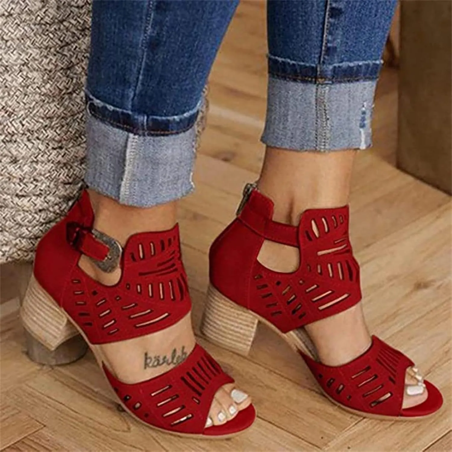 Strappy Sandals For Women,Chunky Block High Heels for Women,Open Toe Shoes Heels for Women Dressy Ankle Strap Sandals