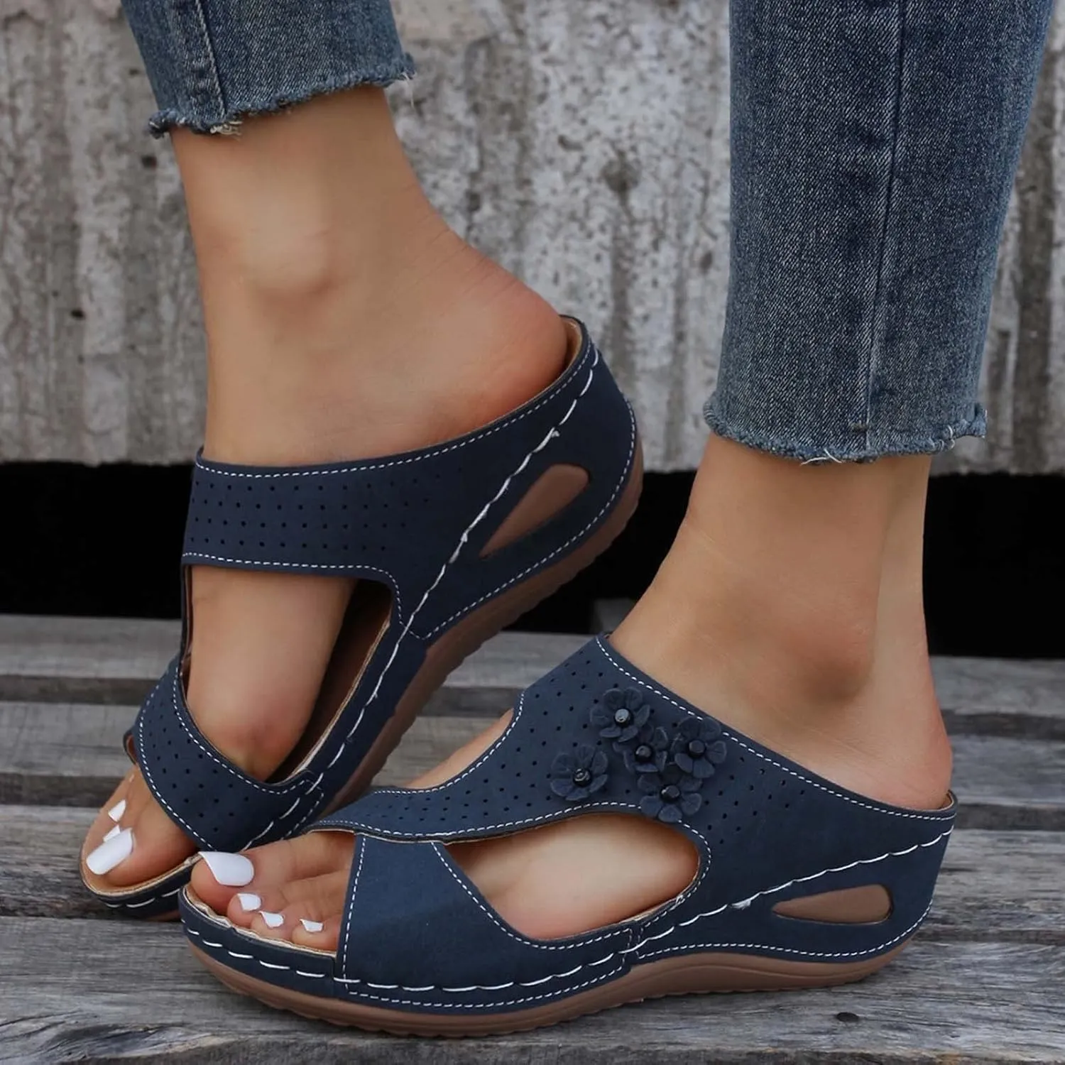 Summer Slides Sandals for Women Low Arch Support Sandals Shower Slide Sandals Cloud Slippers for Women