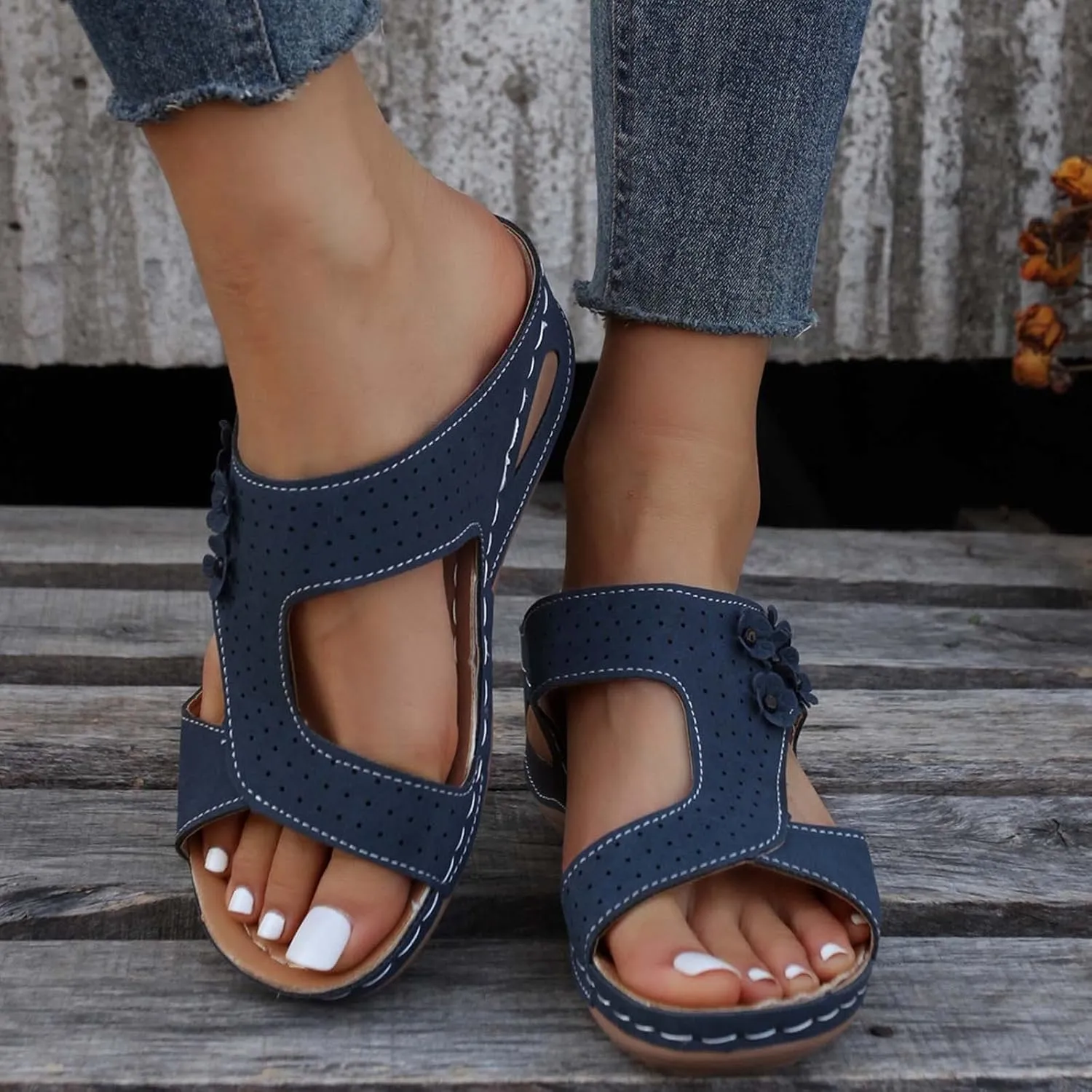 Summer Slides Sandals for Women Low Arch Support Sandals Shower Slide Sandals Cloud Slippers for Women