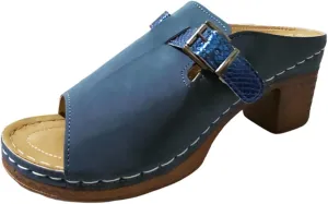 Trendy Women's Open Toe Slippers With Buckle Strap Leather Upper Casual Summer Footwear For Jeans And Comfortable