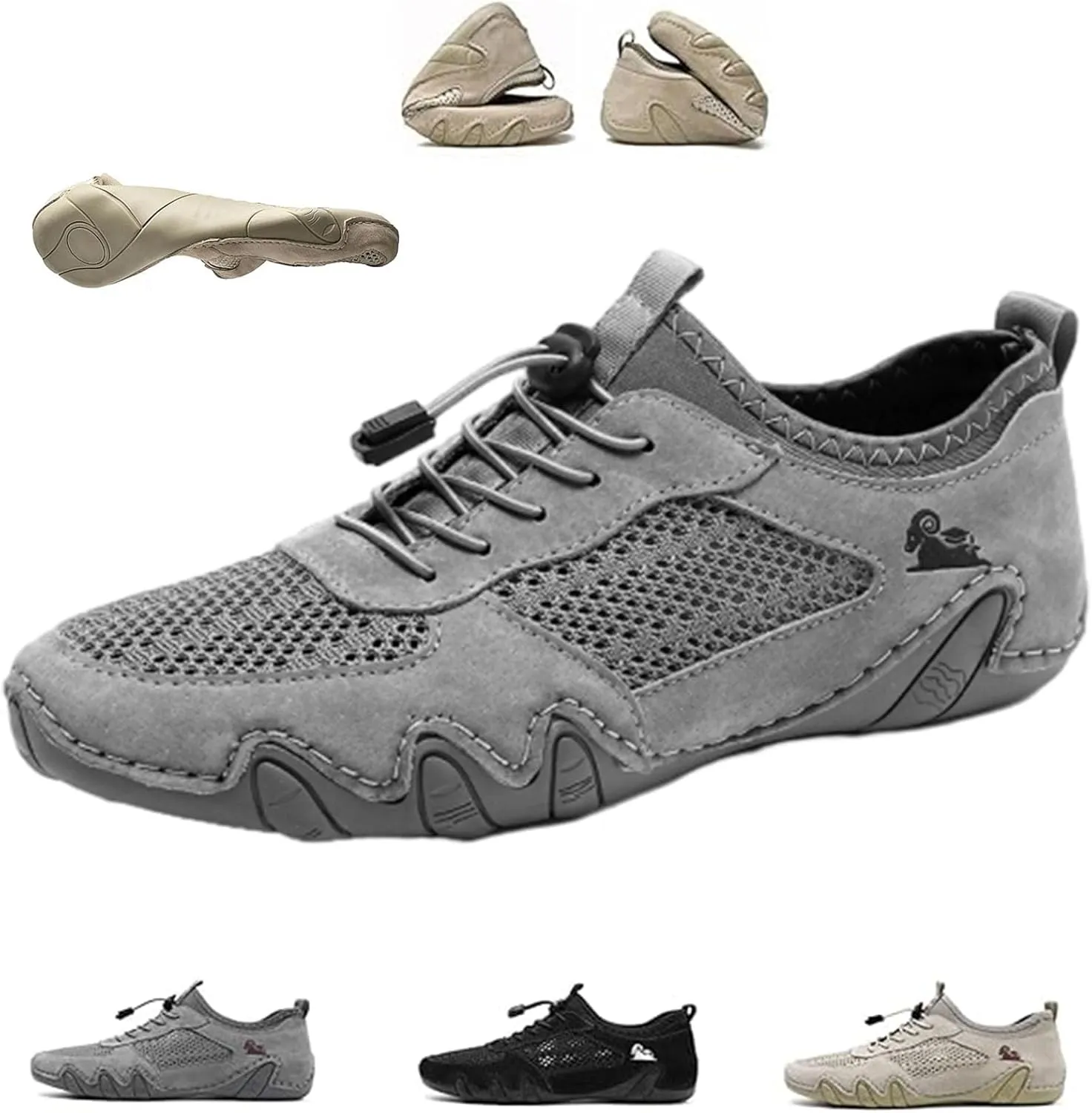 Vogany Men Shoes,Vogany Shoes Orthopedic Sneakers Men Handmade Men's Casual Driving Trainers - Summer Outdoor Breathable Mesh Slip-On Sneakers for Hiking & Walking