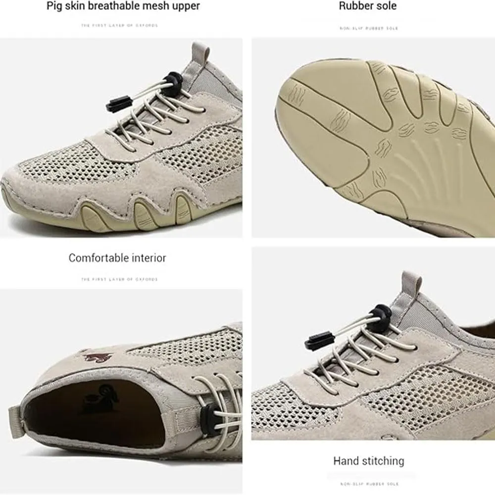 Vogany Men Shoes,Vogany Shoes Orthopedic Sneakers Men Handmade Men's Casual Driving Trainers - Summer Outdoor Breathable Mesh Slip-On Sneakers for Hiking & Walking