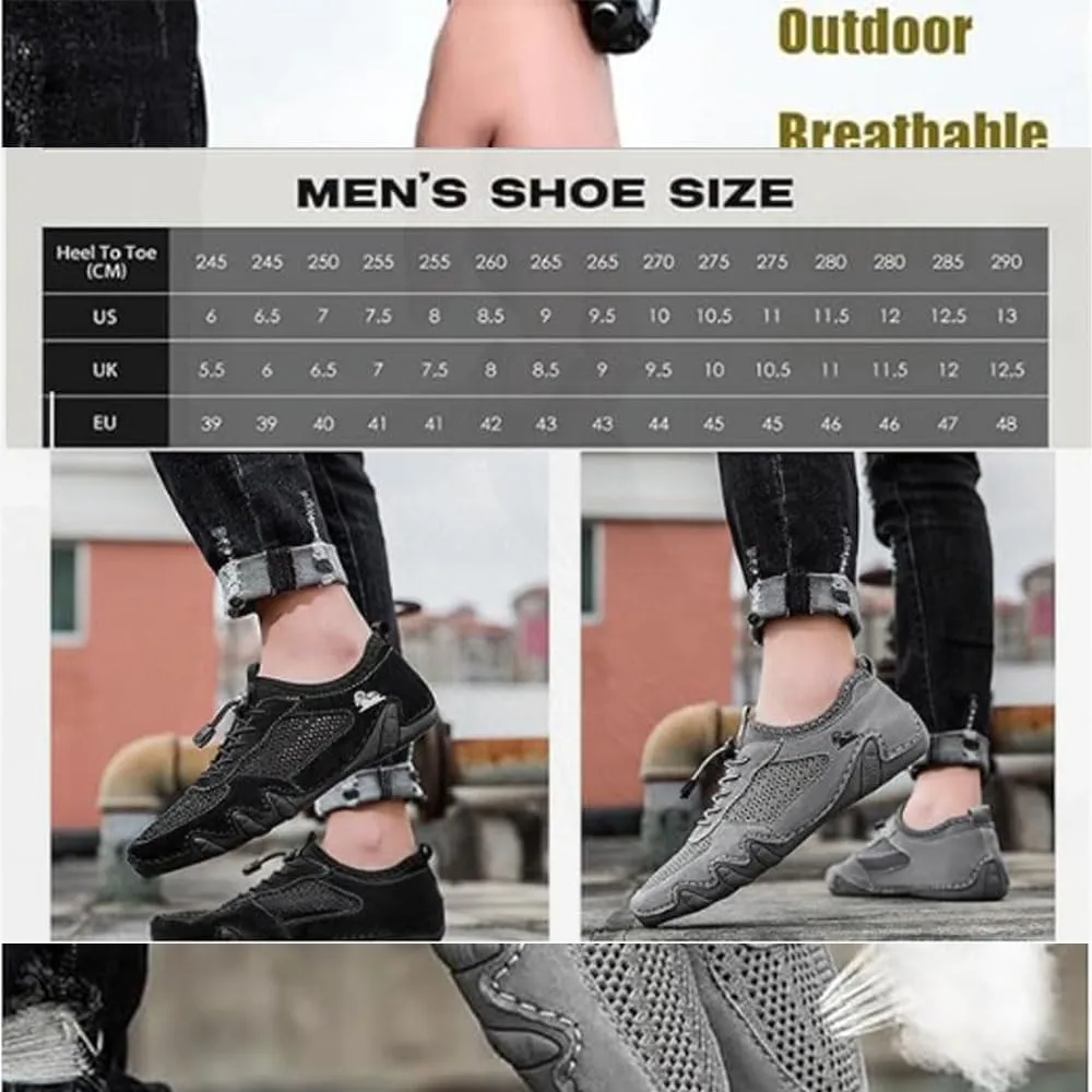 Vogany Men Shoes,Vogany Shoes Orthopedic Sneakers Men Handmade Men's Casual Driving Trainers - Summer Outdoor Breathable Mesh Slip-On Sneakers for Hiking & Walking