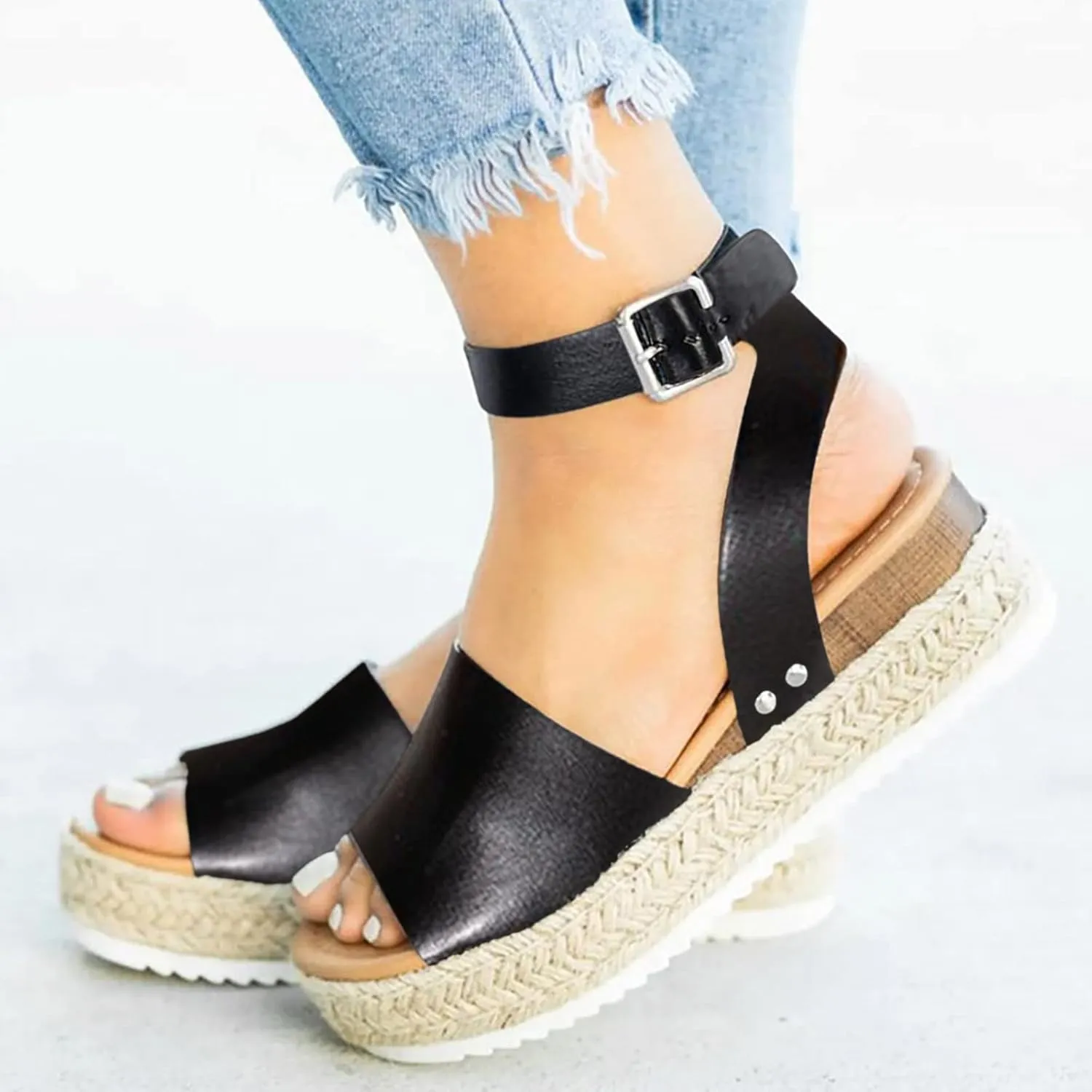 Walking Sandals Women, Beach Sandals for Women Casual Summer Espadrille Wedge Sandals Platform Sandals