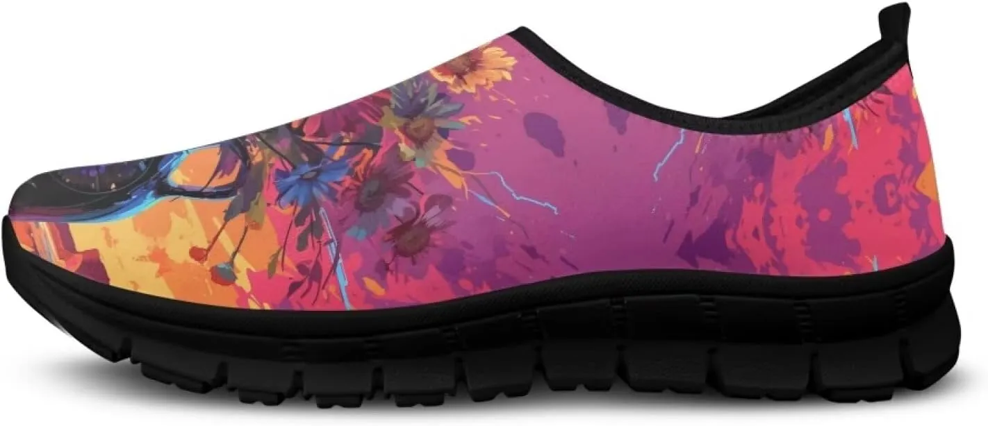 Walking Sneakers for Women Casual Slip On Shoes Black