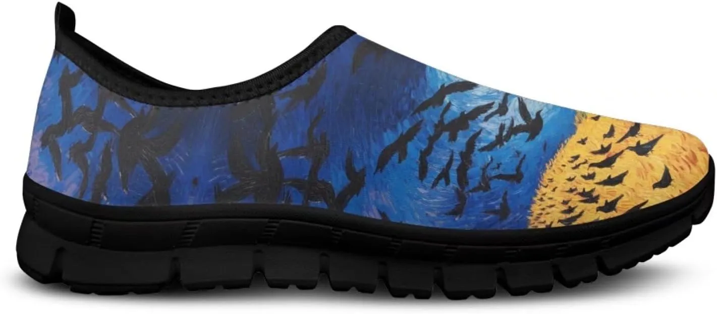 Walking Sneakers for Women Casual Slip On Shoes Black