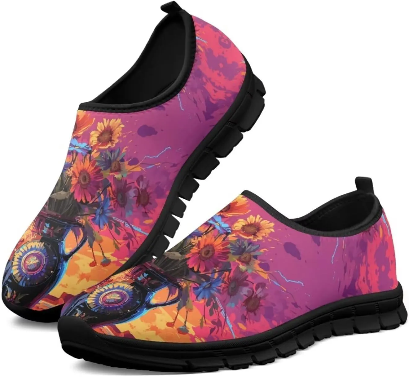 Walking Sneakers for Women Casual Slip On Shoes Black