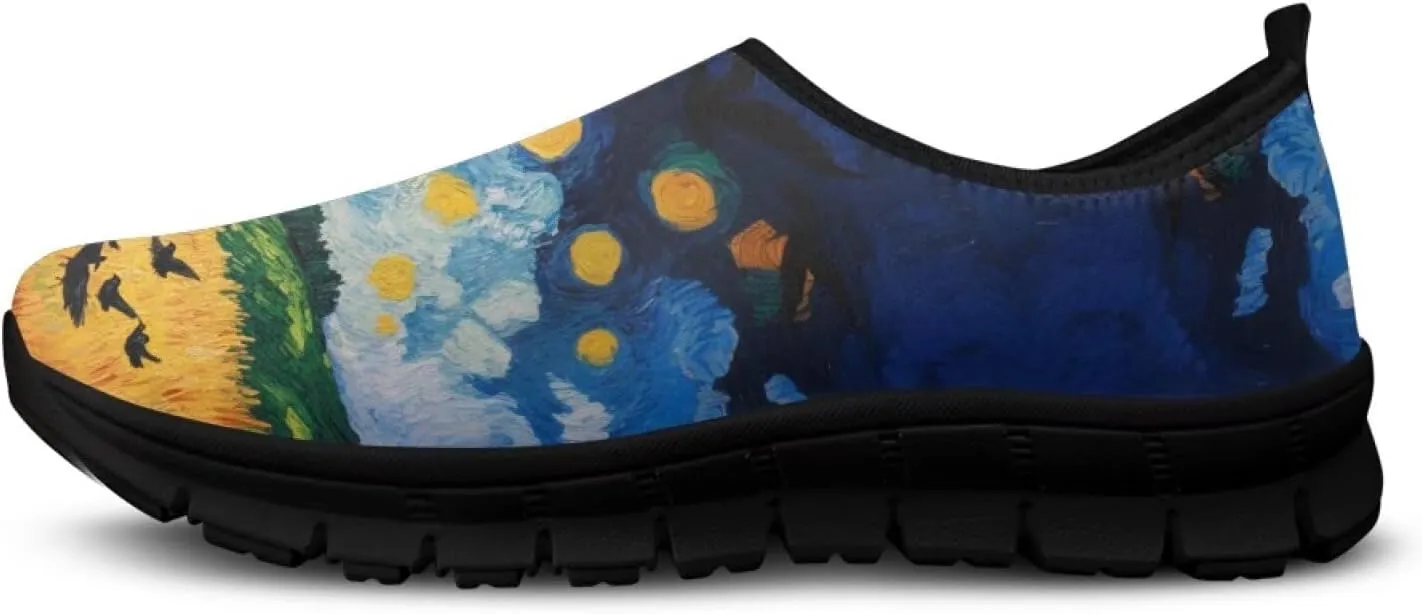 Walking Sneakers for Women Casual Slip On Shoes Black