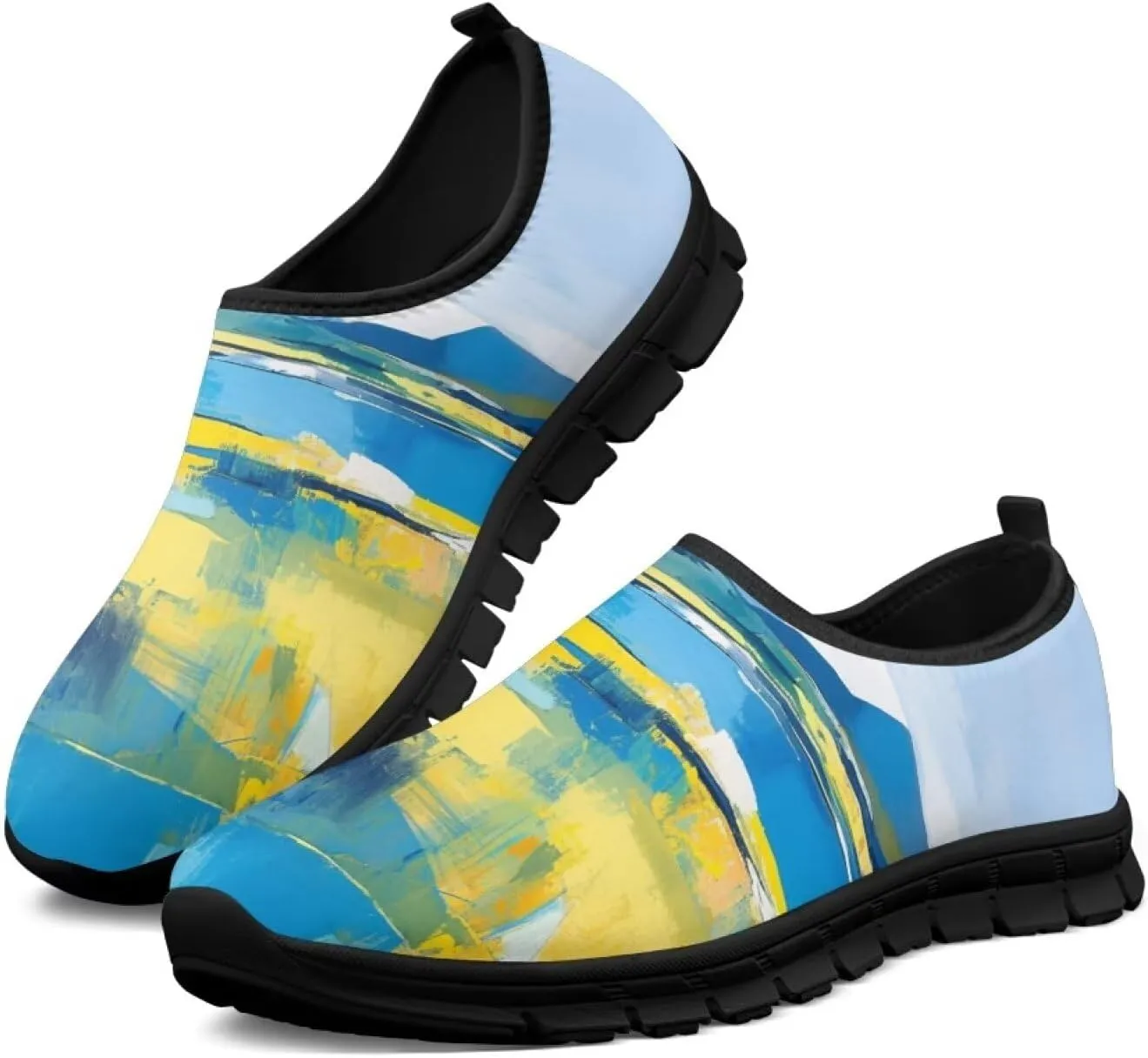 Walking Sneakers for Women Casual Slip On Shoes Black