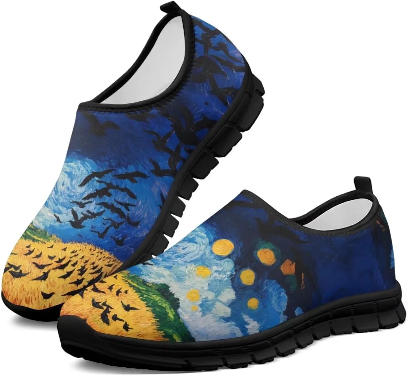 Walking Sneakers for Women Casual Slip On Shoes Black