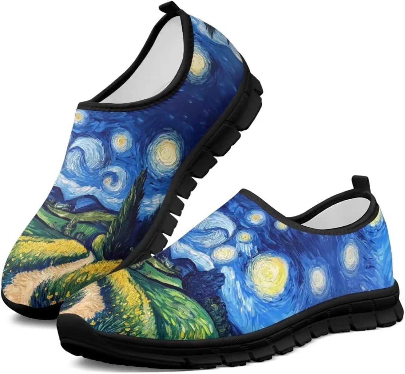 Walking Sneakers for Women Casual Slip On Shoes Black