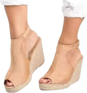 Wedges Shoes, Womens Espadrille Platform Wedge Sandals, Summer Ankle Strappy Peep Toe Slingback High Heel Sandals (Color : Khaki, Size : 8)