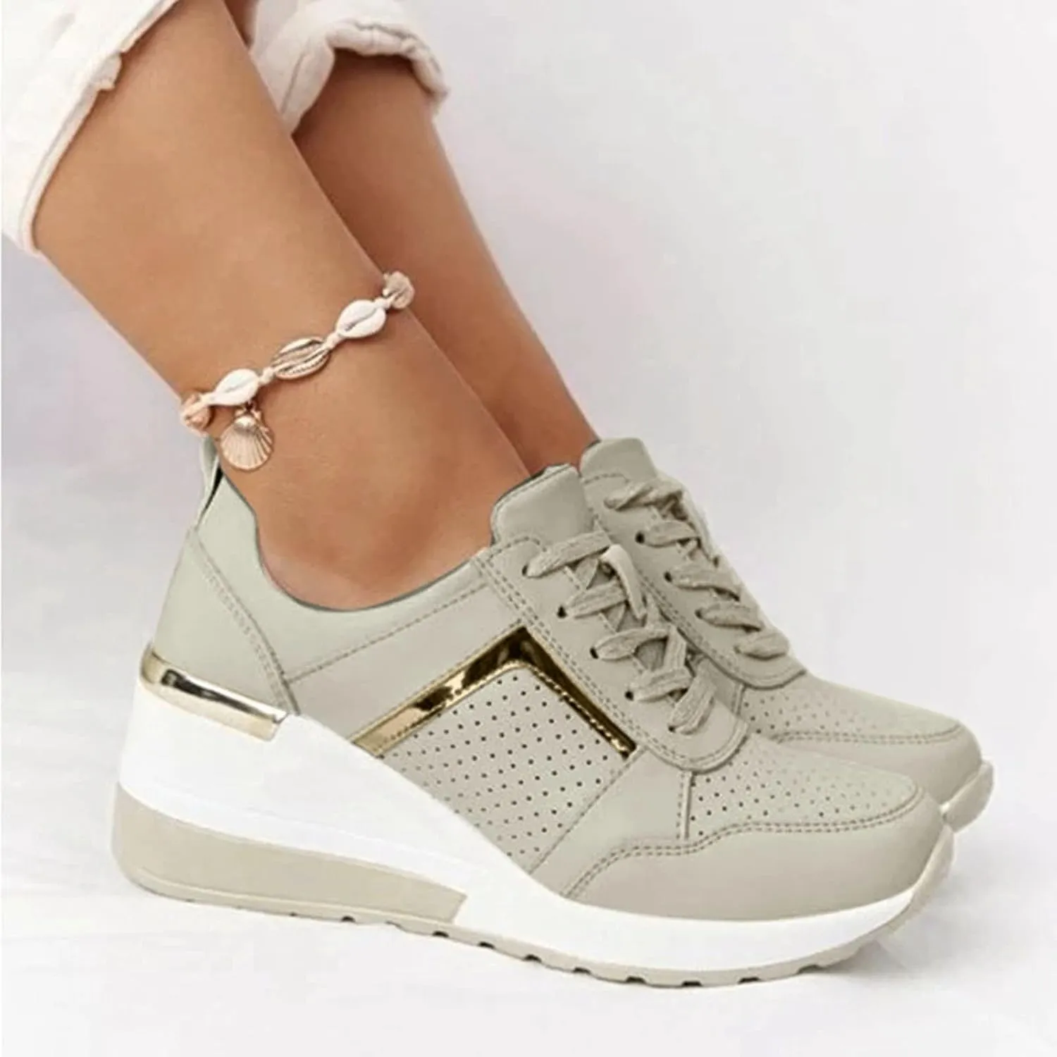 Wedges Sneakers for Women Pull On Sneakers Womens with Good Arch Support Black Shoes Women Dressy Closed Toe Black High Top Sneakers for Women Black Non Slip Tennis Shoes for Women