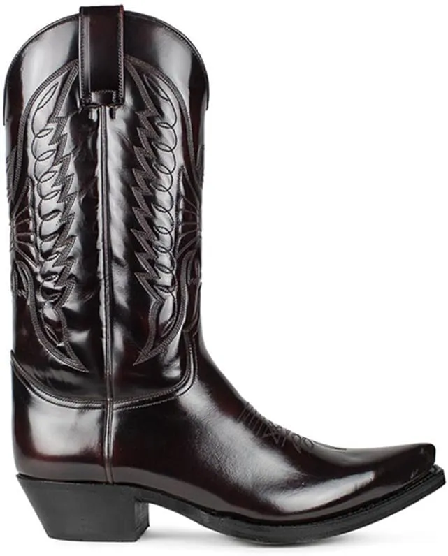 Western Cowboy Boots for Men Retro Embroidered Slip Resistant Square Toe Chunky Heel Mid Calf Country Work Boots