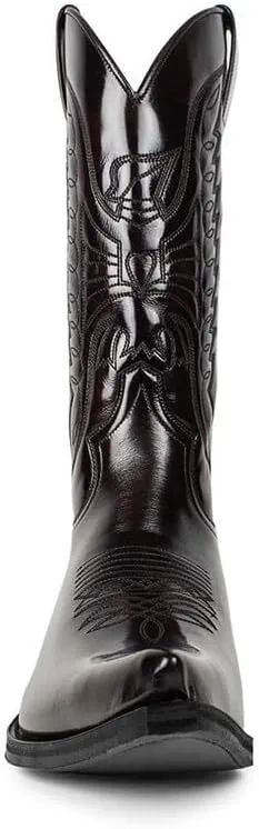 Western Cowboy Boots for Men Retro Embroidered Slip Resistant Square Toe Chunky Heel Mid Calf Country Work Boots