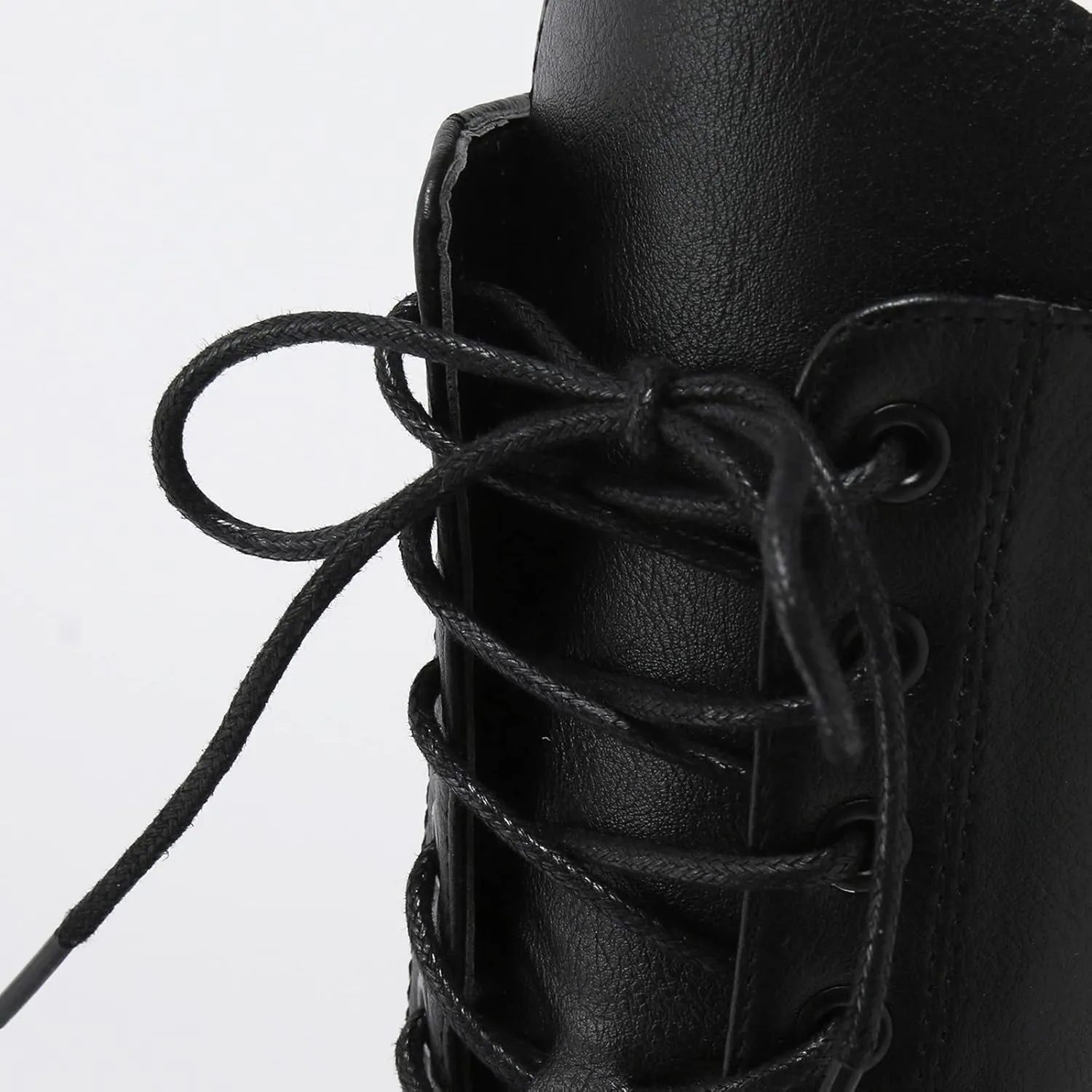 Winter Boots For Women Gothic Halloween Lug Sole Mid Calf Boots Cross Strappy Leather Platform Combat Boots