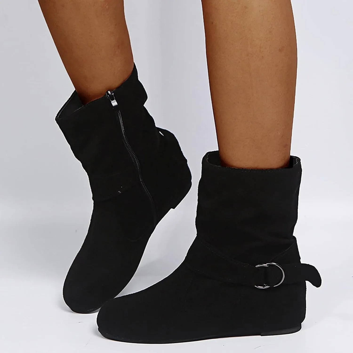 Women Ankle Boots High Ankle Booties for Women Low Heel Womens Shoes Casual Fall Ankle Boots Womens Flat Sole Ankle Boots Comfort Leather Ankle Boots for Women Women Brown Ankle Boot