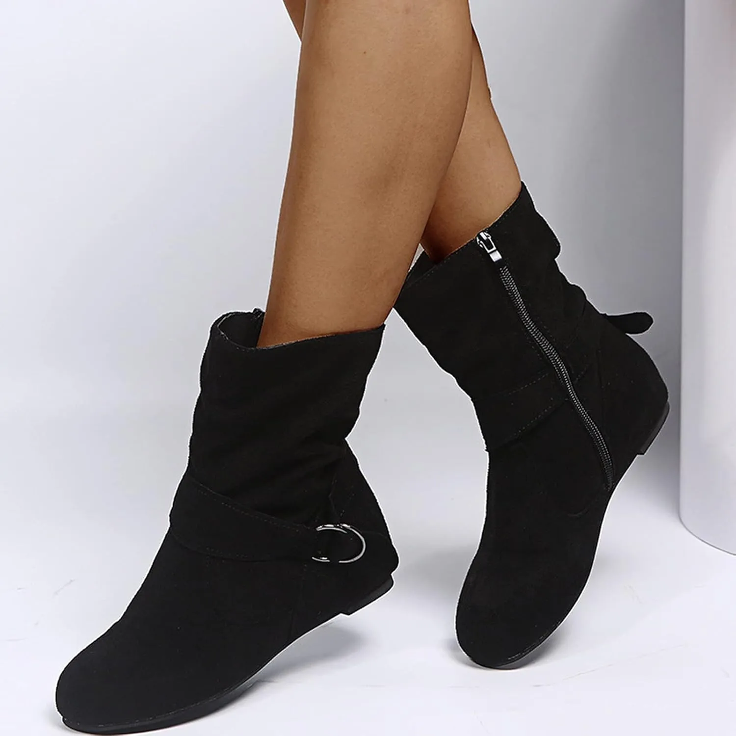Women Ankle Boots High Ankle Booties for Women Low Heel Womens Shoes Casual Fall Ankle Boots Womens Flat Sole Ankle Boots Comfort Leather Ankle Boots for Women Women Brown Ankle Boot