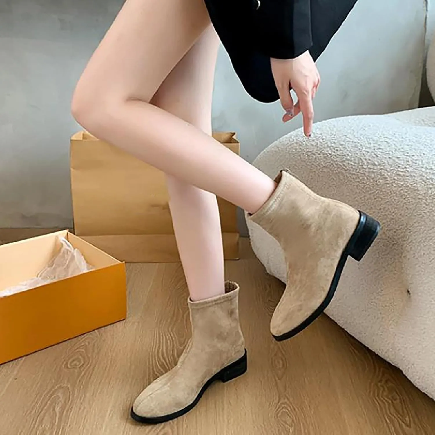 Women Ankle Boots Low Heel Boots for Women Glitter Boots Mid-Calf Boots with Flat Heels Womens Ankle Boots Wide Width Size 6 Women's Ankle Boots Low Heels Chunky Zip Chelsea Style Ankle Bootie