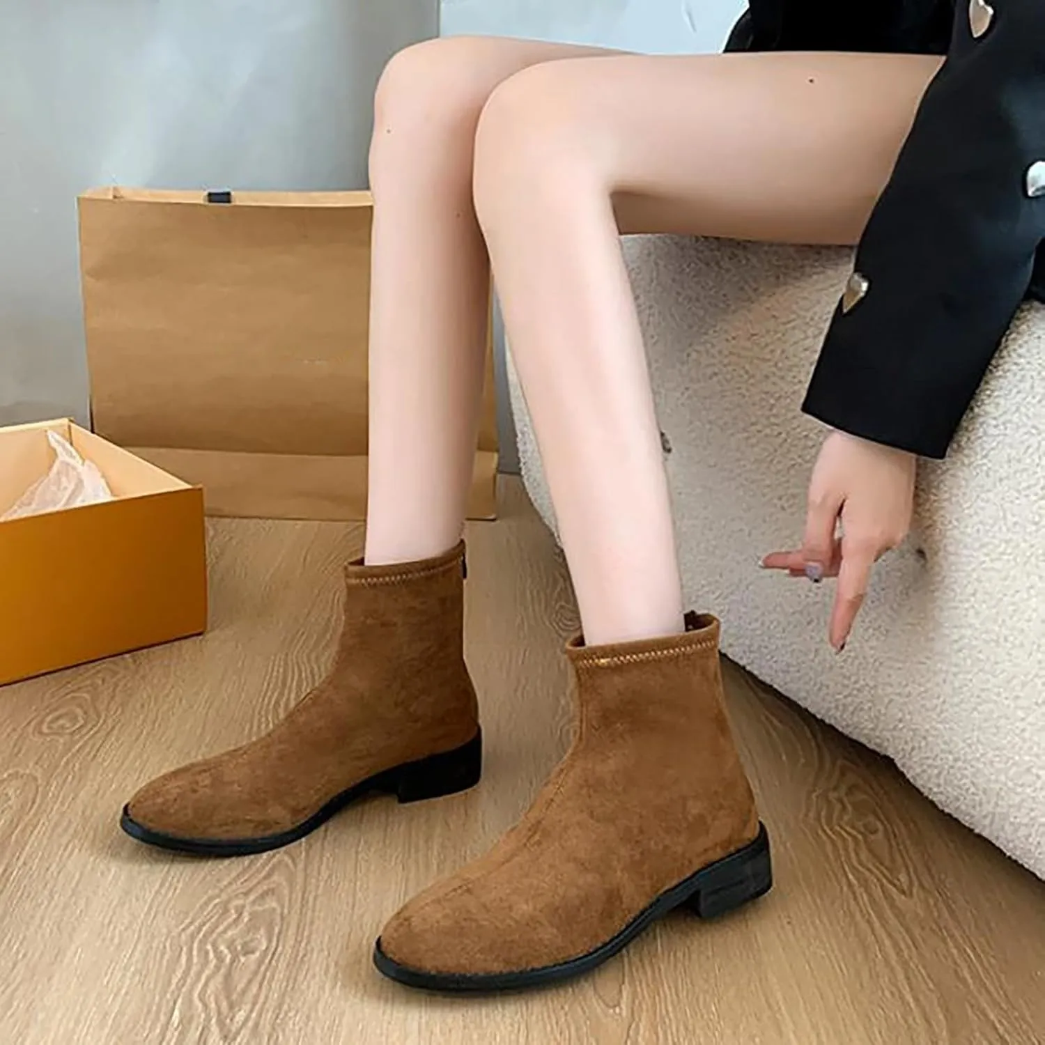 Women Ankle Boots Low Heel Boots for Women Glitter Boots Mid-Calf Boots with Flat Heels Womens Ankle Boots Wide Width Size 6 Women's Ankle Boots Low Heels Chunky Zip Chelsea Style Ankle Bootie
