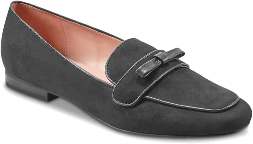 Women Bow Loafer Flats Suede Slip On Comfortable Flat Penny Loafers Closed Square Toe Two-Toned Flat Shoes Patchwork Office Ladies Work Loafers Dressy Casual Club Driver Flats Fall 4-11 M US