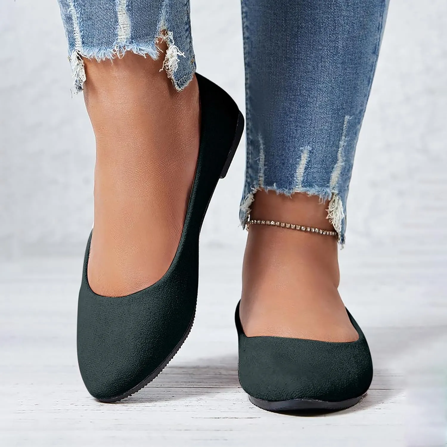 Women Flat Shoes Slip On Comfortable Walking Ballerina Shoes Cute Ballet Flats Ladies Portable Pumps Low Wedge Loafers