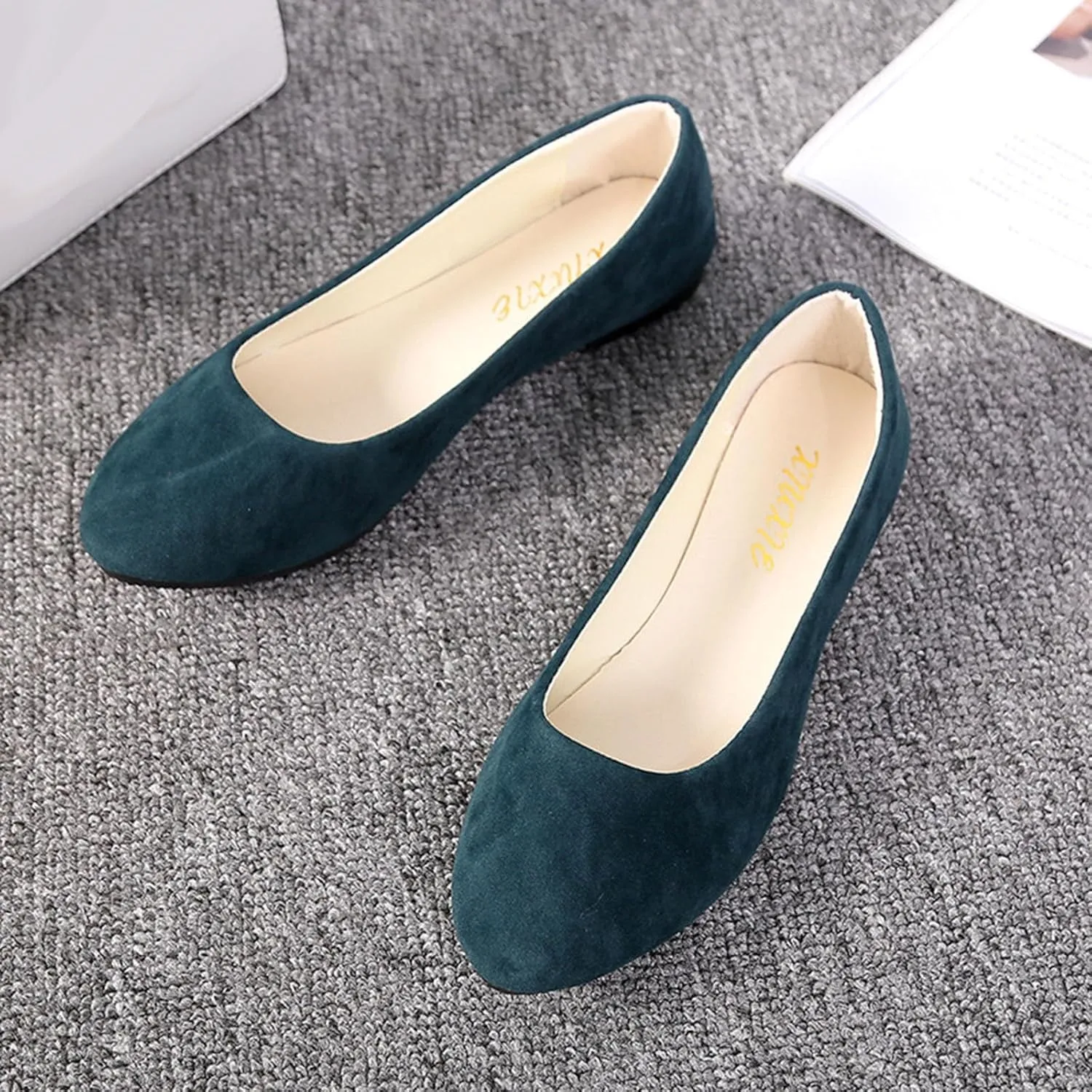 Women Flat Shoes Slip On Comfortable Walking Ballerina Shoes Cute Ballet Flats Ladies Portable Pumps Low Wedge Loafers