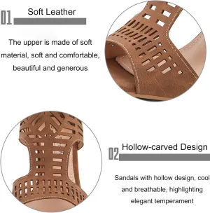 Women Open Toe Chunky Heels Sandals,Summer Comfy Non-slip Cutout Ankle Strap Block Heel Party Dressy Sandals Gladiator Sandals
