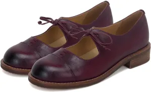 Women Round Closed Toe Loafer Flats Lace Up Burnished Penny Loafers 1 Inch Chunky Stacked Heel Oxford Shoes Matte Leather Slip On Cutout Ladies Office Work Shoes Vintage Comfort 4-11 M US