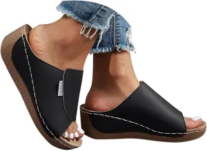 Women Sandals Comfortable Dressy Summer Orthopedic Slippers Wedge Heel Slip On Open Toe Orthotic Slides Flip Flops