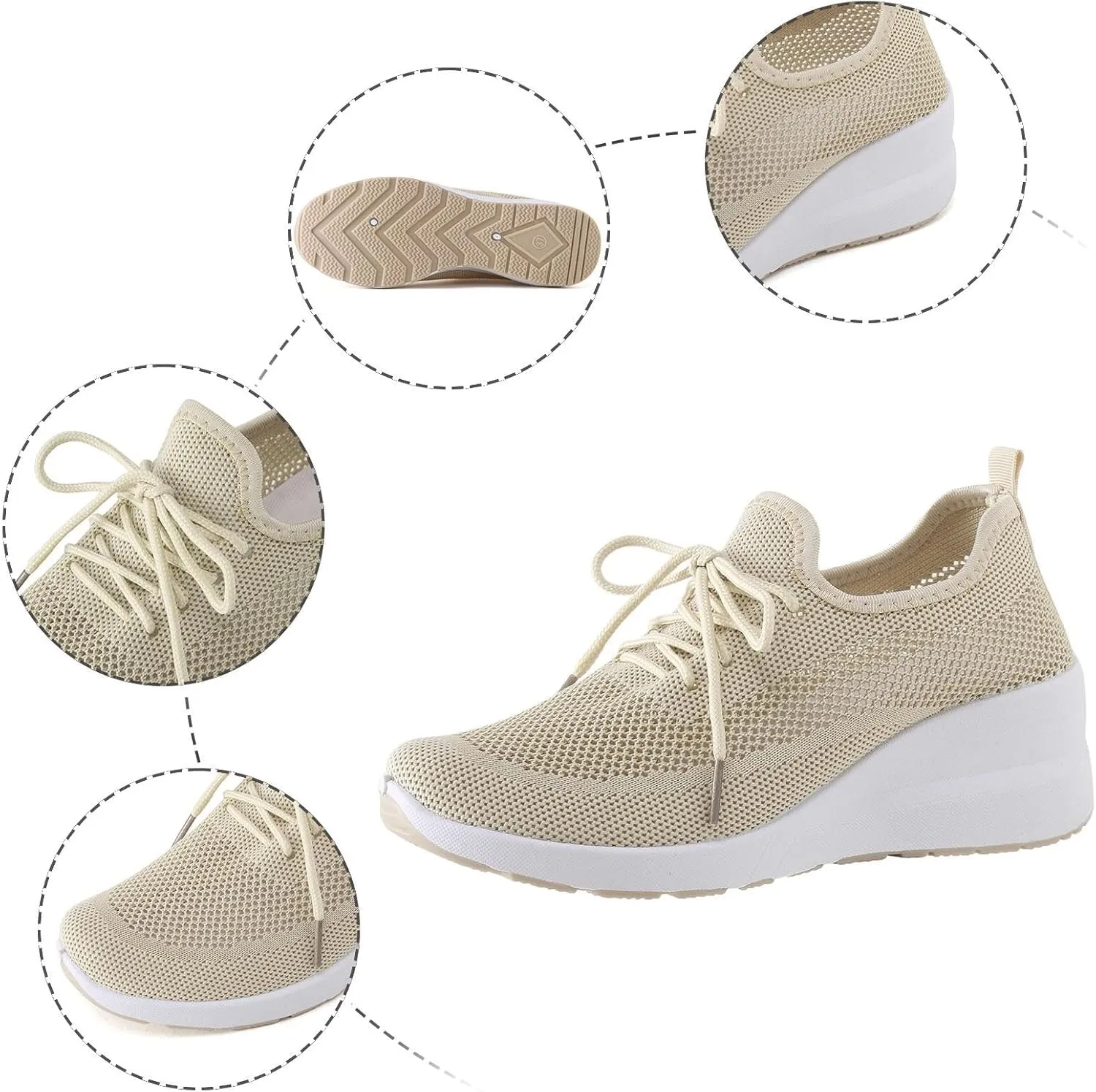 Women Shoes Wedge Thick Sole Breathable Casual Shoes Fashion Soft Sole Casual Tennis Shoes for Women Wide Width Soft Sole