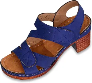 Women Summer Solid Hook Loop Casual Open Toe Square Heels Comfortable Beach Shoes Sandals Node Sandals for Women