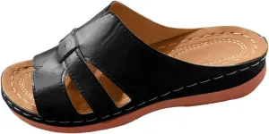 Women Summer Solid Slip On Casual Open Toe Wedges Comfortable Beach Shoes Sandals Slippers Strapped Sandals for Women