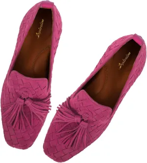 Women Tassel Loafer Flats Suede Square Closed Toe Braided Penny Loafers Slip On Fringe Flat Loafers Knitted Comfortable Flat Heel Woven Loafer Office Work Daily Club Driver Flats 4-11 M US