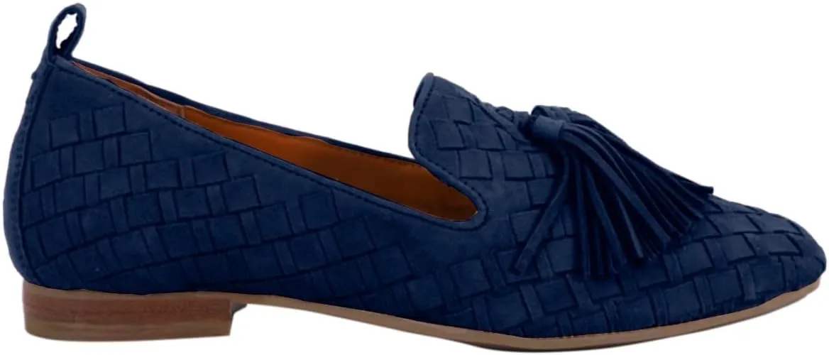 Women Tassel Loafer Flats Suede Square Closed Toe Braided Penny Loafers Slip On Fringe Flat Loafers Knitted Comfortable Flat Heel Woven Loafer Office Work Daily Club Driver Flats 4-11 M US