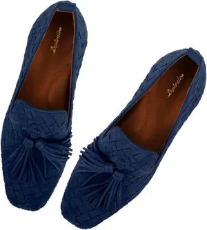 Women Tassel Loafer Flats Suede Square Closed Toe Braided Penny Loafers Slip On Fringe Flat Loafers Knitted Comfortable Flat Heel Woven Loafer Office Work Daily Club Driver Flats 4-11 M US