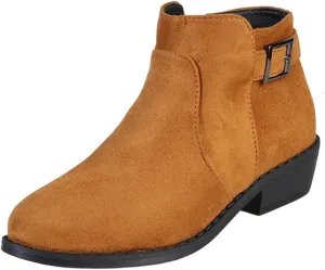 Women's Ankle Boots Chunky Heel Low Heeled Booties Fashion Closed Toe Strap Buckle Ankle Bootie